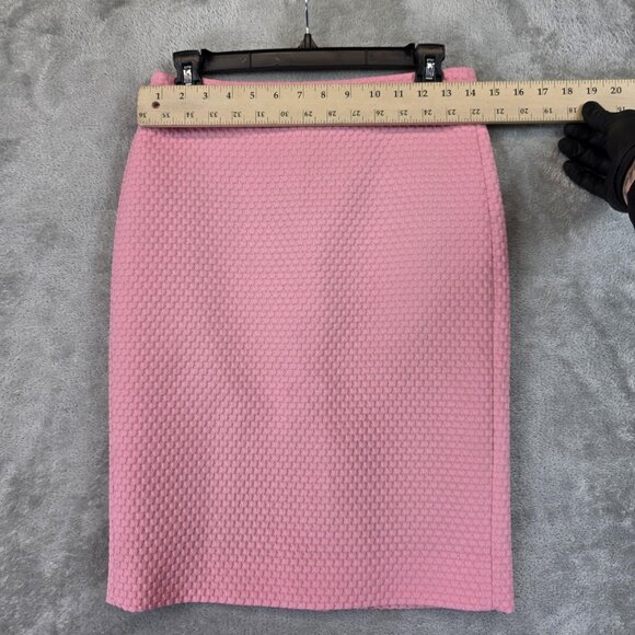 J.Crew Skirt Womens 0 Pink Textured Knit Stretch Pencil Lined Back Zip K5588 - Picture 2 of 10